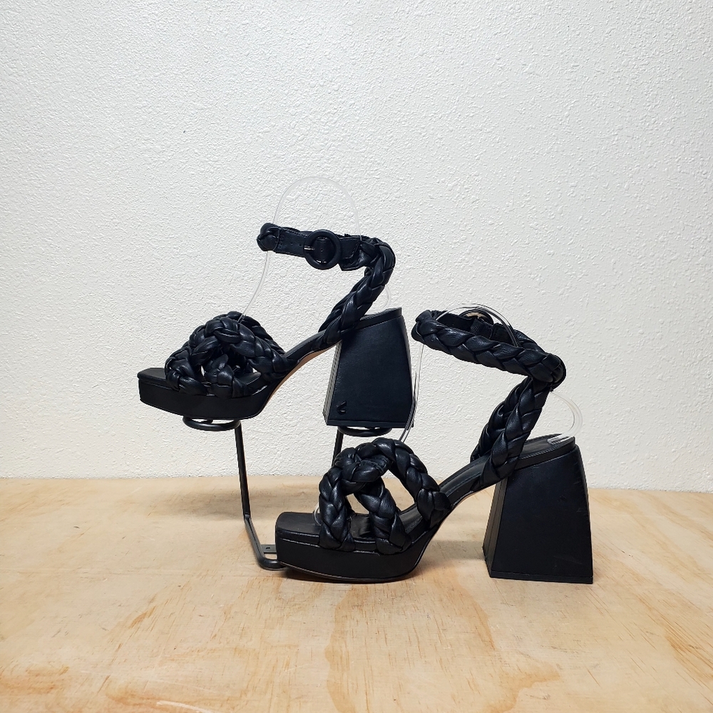 Circus by Sam Edelman Women's Mable Heel Sandal Black Woven Size 6.5 - Picture 7 of 11